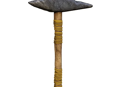 Sturdy Metal Head Hammer With Wooden Handle And Yellow Wraps For Hardware Tools 3d model
