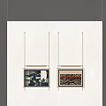 Minimalist Wall Featuring Hanging Framed Artworks With Brass Frames And Abstract Prints