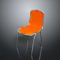 Modern Minimalist Single Chair With Orange Upholstered Seat Backrest And Metal Frame