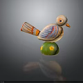 Colorful Wooden Bird Figurine With Green Base And Yellow Flowers For Home Furniture Decor