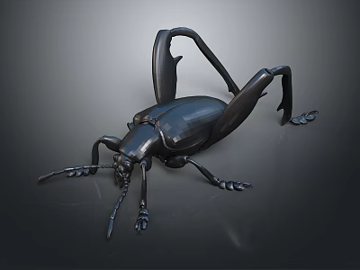 Black Insect Metal Sculpture With Detailed Artistic Design And Lifelike Features 3d model