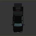 Black Pickup Truck With Roof Mounted Equipment And Blue Windows Utility Vehicle