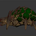 Spiky Ferocious Mythical Creature Character 3D Model With Green Brown Claws Fangs