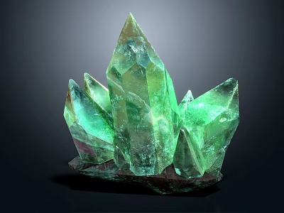 Decorative Ornament Set Featuring Sparkling Green Crystal Cluster With Natural Shape For Home Decor 3d model