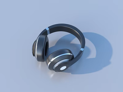Modern Over Ear Black Headphones With Silver Accents And Comfortable Fit 3d model