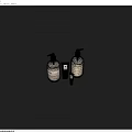 Daily Skincare Necessities With White Bottles Black Pumps Small Black Containers