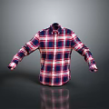 Red Blue White Plaid Long Sleeve Shirt For Casual Daily Wear