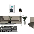 Nordic Sofa Coffee Table Combination Sofa Combination 3d model