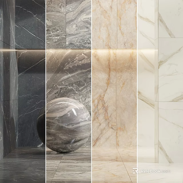 Marble Tiles With Various Textures And Colors For Interior Spaces 3d model 