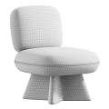 Modern Upholstered Single Chair With Patterned Fabric And Wooden Cone Legs