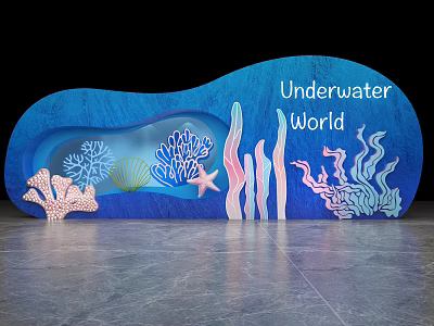 Underwater World Themed Photo Spot With Coral Seashell And Seagrass Decorations 3d model