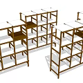 Wooden Frame Display Shelves With White Tiers For Retail Store Storage
