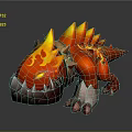 Red Orange Fiery Dragon With Spiked Flame Spines Glowing Eyes And White Claws