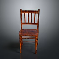 Classic Brown Wooden Chair With Slatted Back Smooth Seat And Straight Legs