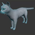 White Cat 3D Model With Standing Pose Green Eyes And White Background