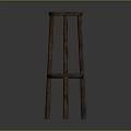 Wooden Bar Stool With Round Seat Four Legs And Circular Support Structure 3d model