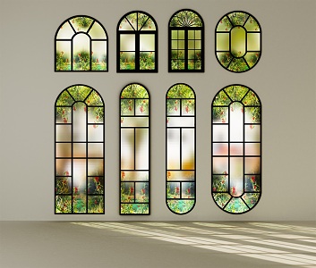 Modern window decorative glass window 3d model