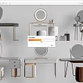 Modern Dressing Tables with Mirror Drawers and Stool Design Ideas 3d model