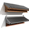 Traditional Style Outdoor Awning With Tile Roof And Wooden Frame Design