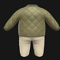 Green Quilted Jacket With Zipper Back View And Beige Pants