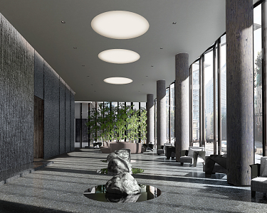 Modern Hall Lobby reception area 3d model