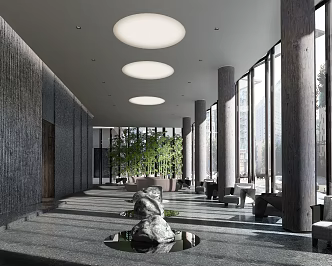 Modern Hall Lobby reception area 3d model