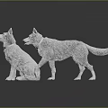 Stylish Pet Apparel Display With White Dog Statues Sitting And Standing