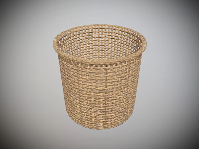 Natural Woven Wicker Storage Basket With Round Shape For Home Organizing 3d model