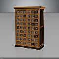 Orange Wooden Storage Cabinet With Multiple Small Grid Drawers For Home Use