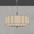 Elegant Modern Beige Linen Chandelier With Pleated Layered Design And Gold Metal Accents