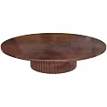 Round Wooden Coffee Table With Smooth Surface And Ribbed Base Design 3d model