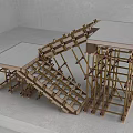 Stairs Under Construction With Metal Scaffolding Support Frames And Concrete Steps 3d model