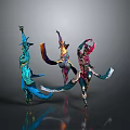 Vibrant Fantasy Characters In Ornate Costumes With Dynamic Poses And Flowing Garments