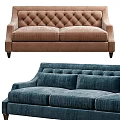 Brown and Blue Velvet Tufted Multi Seat Sofa for Living Room Interior Decor