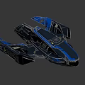 Sleek Blue Black Futuristic Fighter Jet With Aerodynamic Wings And Glowing Engine Lights