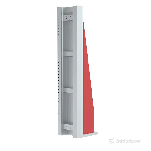 Gray Metal Frame Structure With Red Accent And Mounting Holes 3d model 