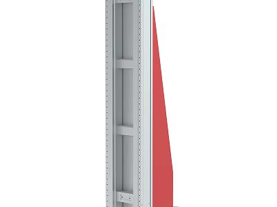 Gray Metal Frame Structure With Red Accent And Mounting Holes 3d model