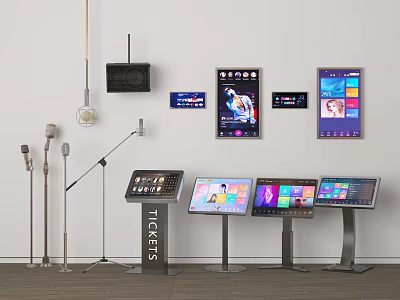 High Quality Headphones And Speakers Showcase With Modern Display Stands And Interactive Screens 3d model