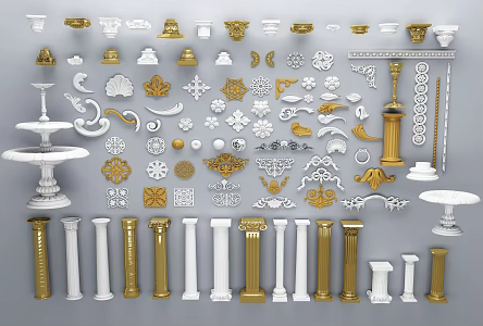 European Roman Column Carved Roman Column Combination 3d model