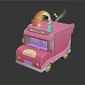 Cute Pink Donut Truck With Decorative Donut On Top And Sweet Mobile Cart Design