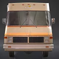 Fleetwood Classic Beige Striped Recreational Vehicle With Multiple Windows Exterior Design