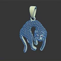 Gold Leopard Pendant Encrusted with Black Diamonds and Red Eye Gems