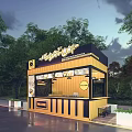 Wooden Mall Shop Outdoor Beverage Signboard With Natural Surroundings And Seating