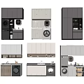 Modern Bathroom Cabinet Units With Washing Machine And Storage Compartments
