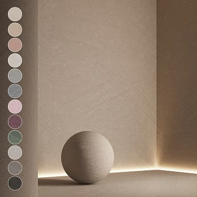Matte Beige Sphere Component With Color Swatches On Textured Wall And Soft Lighting 3d model
