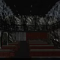 Cave Themed Restaurant Interior With Two Story Dining Area Bricked Benches And Colorful Lighting
