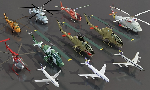 military aircraft military fighter transport helicopter 3d model