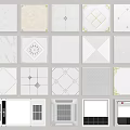 Various Ceiling Panel Designs With Decorative Patterns And Ventilation Lighting Fixtures 3d model