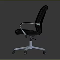 Modern Black Office Chair with Metal Armrests and Rolling Metal Base