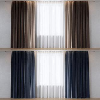 Simple fabric curtain gauze curtain 3d model